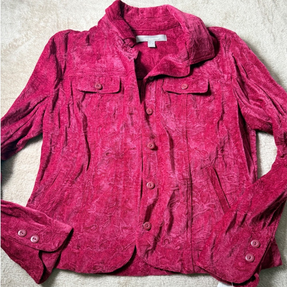 Croft & Barrow Women Textured Floral Damask Blazer/Jacket S Autumn Shabby Chic